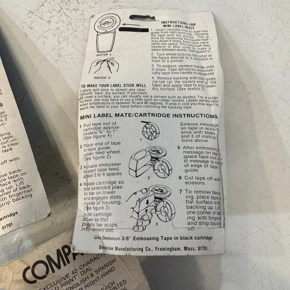 Vintage Rotex Compact‎  Plastic  Label Maker USA - Sealed Old Stock Set of 3
